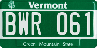 VT license plate BWR061