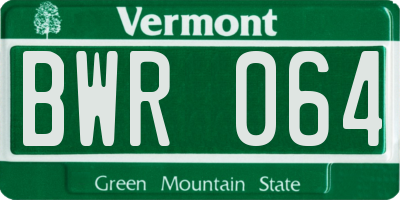 VT license plate BWR064