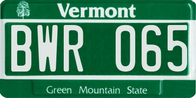 VT license plate BWR065