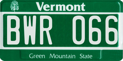 VT license plate BWR066