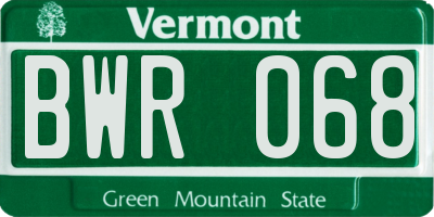 VT license plate BWR068