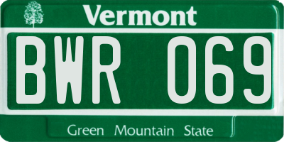 VT license plate BWR069