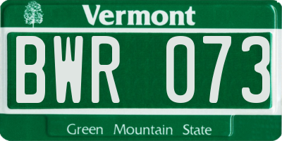 VT license plate BWR073