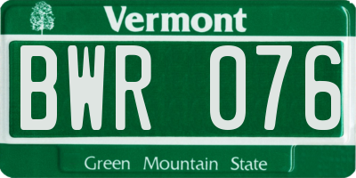 VT license plate BWR076