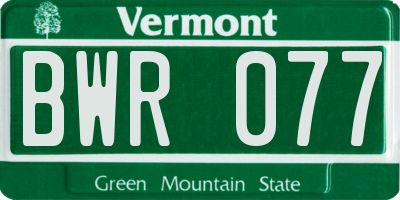 VT license plate BWR077