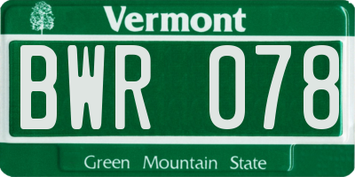 VT license plate BWR078