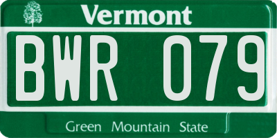 VT license plate BWR079