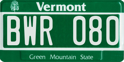 VT license plate BWR080