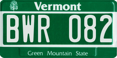 VT license plate BWR082