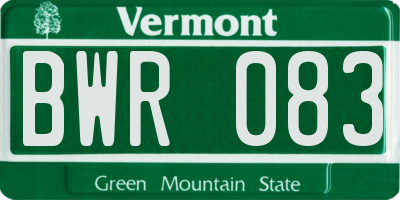 VT license plate BWR083