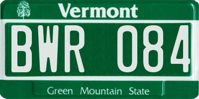 VT license plate BWR084