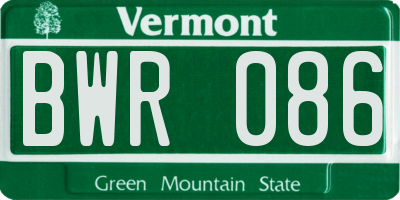 VT license plate BWR086
