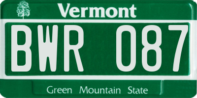 VT license plate BWR087