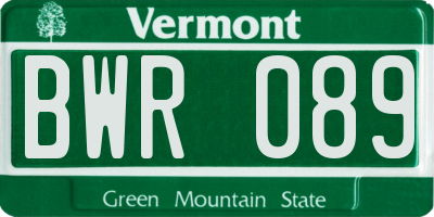 VT license plate BWR089