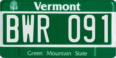 VT license plate BWR091