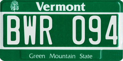 VT license plate BWR094