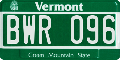 VT license plate BWR096