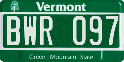 VT license plate BWR097