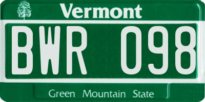 VT license plate BWR098