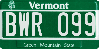 VT license plate BWR099
