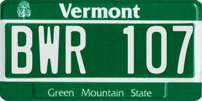 VT license plate BWR107