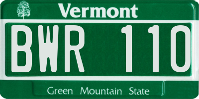 VT license plate BWR110