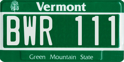 VT license plate BWR111