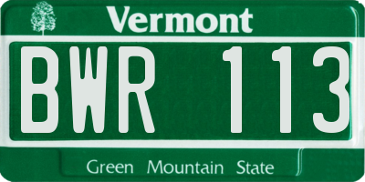 VT license plate BWR113