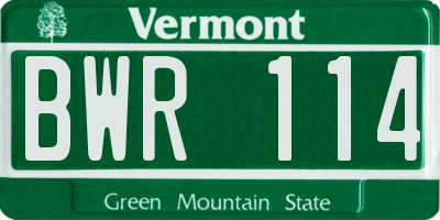 VT license plate BWR114
