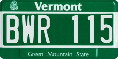 VT license plate BWR115