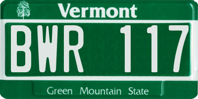 VT license plate BWR117