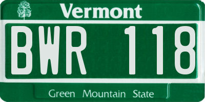 VT license plate BWR118