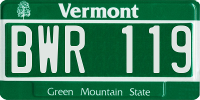 VT license plate BWR119