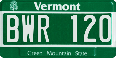 VT license plate BWR120