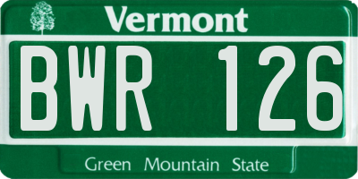 VT license plate BWR126