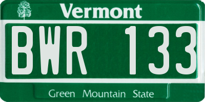 VT license plate BWR133