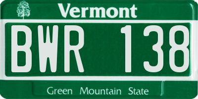VT license plate BWR138