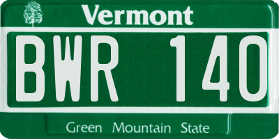 VT license plate BWR140