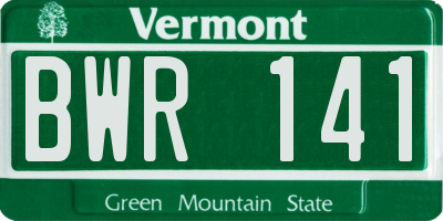VT license plate BWR141