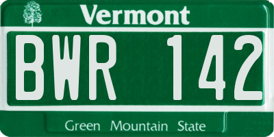 VT license plate BWR142