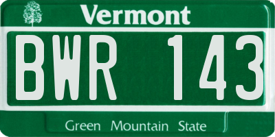 VT license plate BWR143