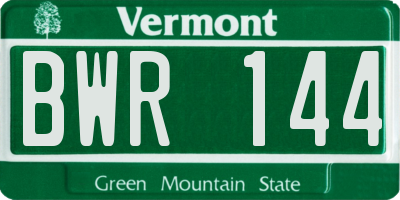 VT license plate BWR144