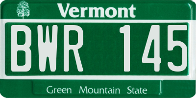VT license plate BWR145