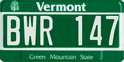 VT license plate BWR147