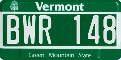 VT license plate BWR148