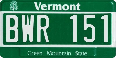 VT license plate BWR151