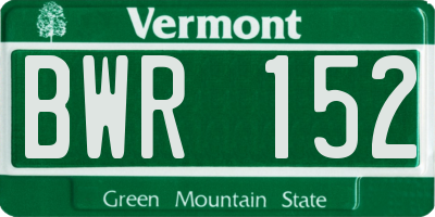 VT license plate BWR152