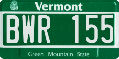 VT license plate BWR155