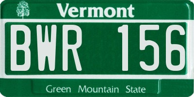 VT license plate BWR156