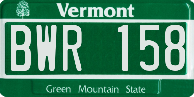 VT license plate BWR158